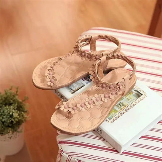 Floral Pattern Toe Post Sandals