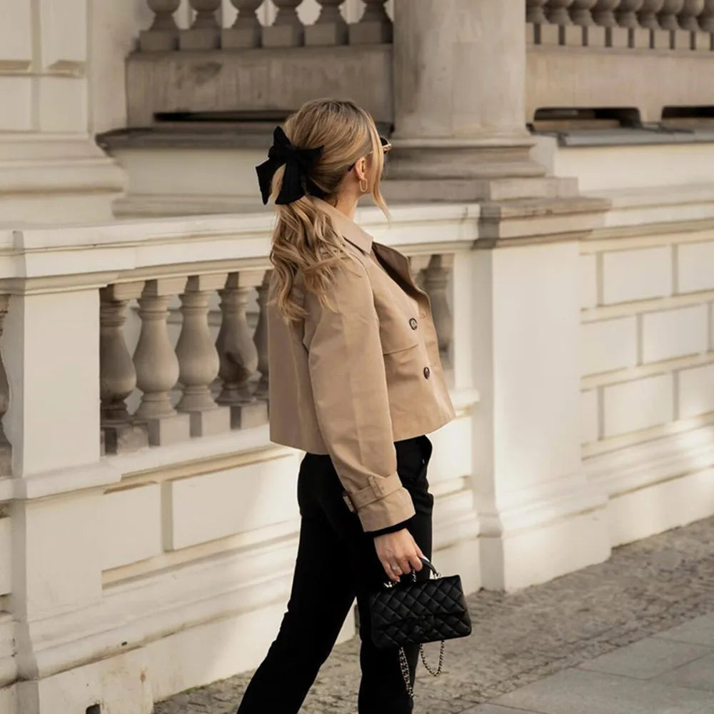 Cropped Double Breasted Chic Coat