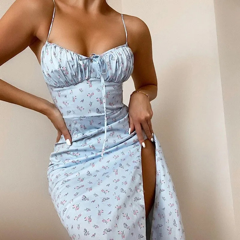 Bandage Pleated Floral Dress