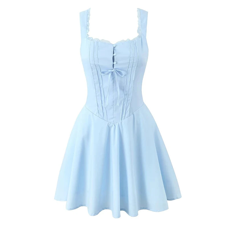 Elegant Mini Sleeveless Lace Up Dress