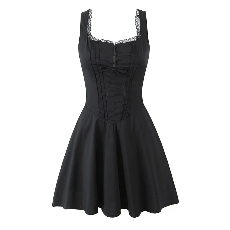 Elegant Mini Sleeveless Lace Up Dress