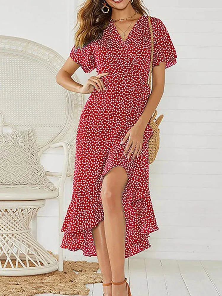 Summer Beach Ruffle Maxi Dress