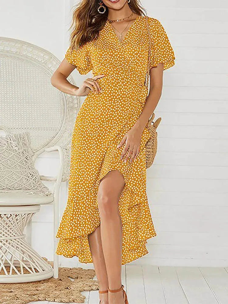 Summer Beach Ruffle Maxi Dress