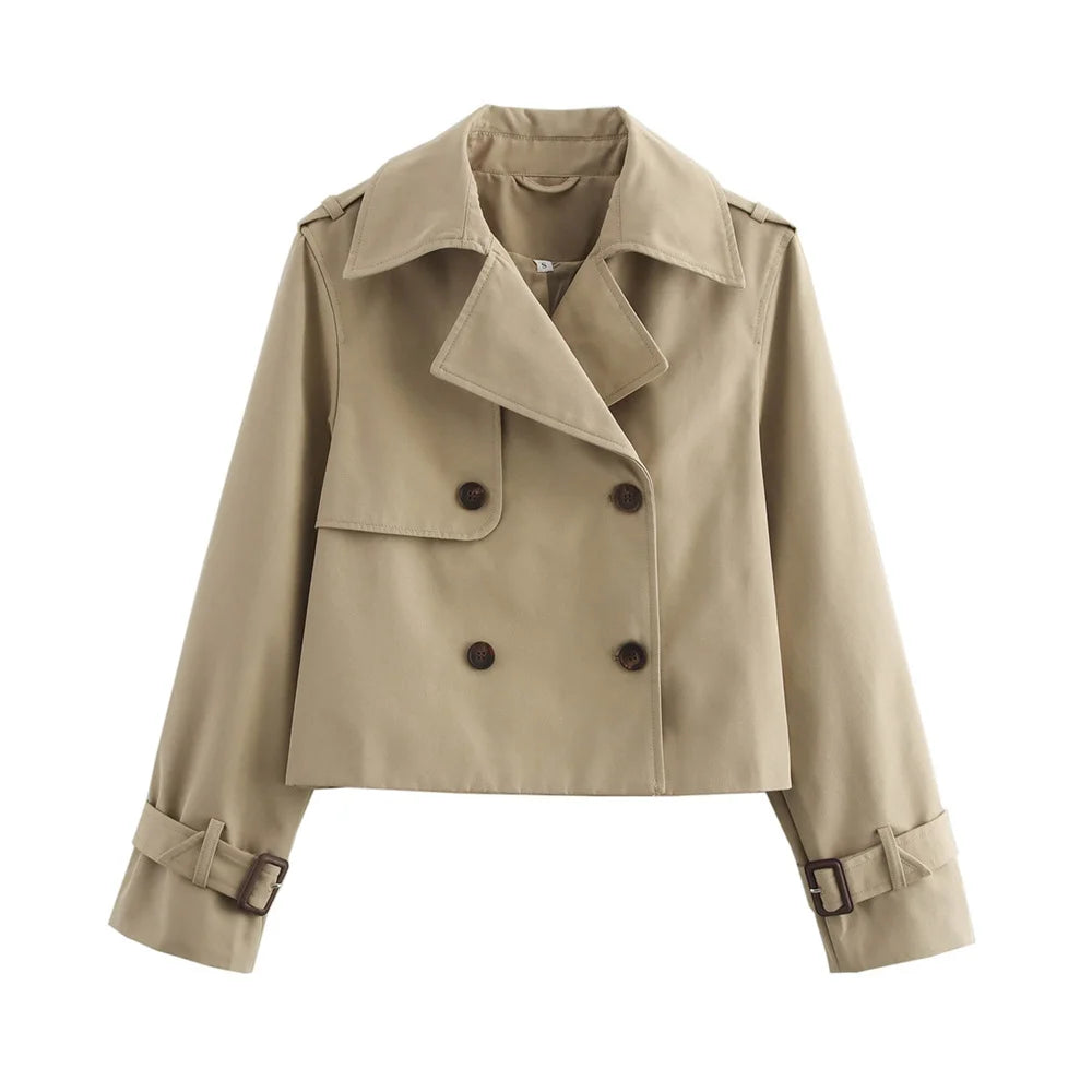 Cropped Double Breasted Chic Coat