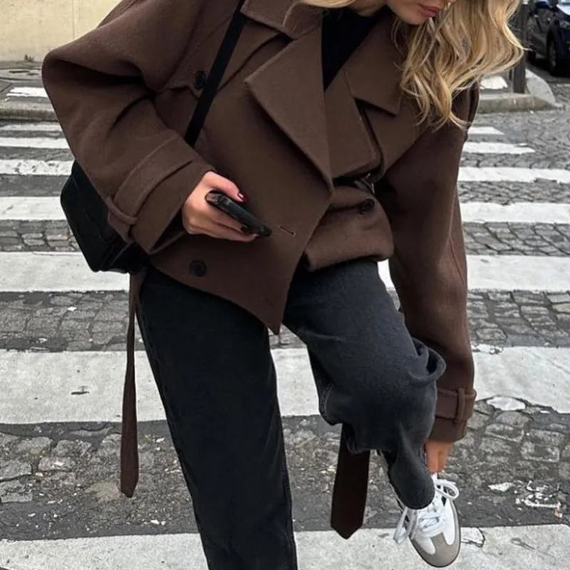 Chestnut Knitted Peacoat