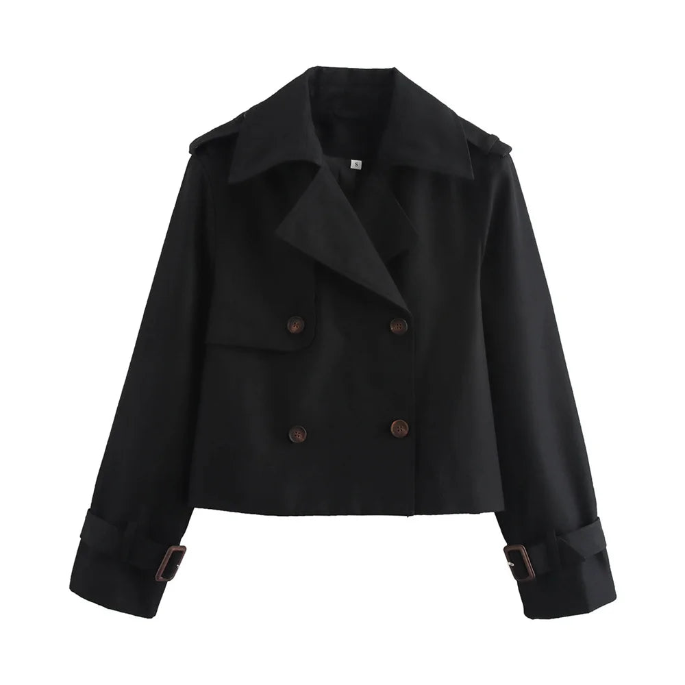 Cropped Double Breasted Chic Coat