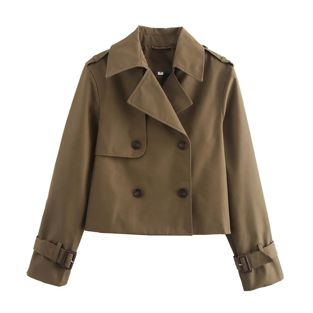 Cropped Double Breasted Chic Coat