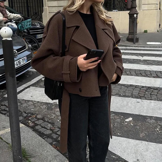 Chestnut Knitted Peacoat