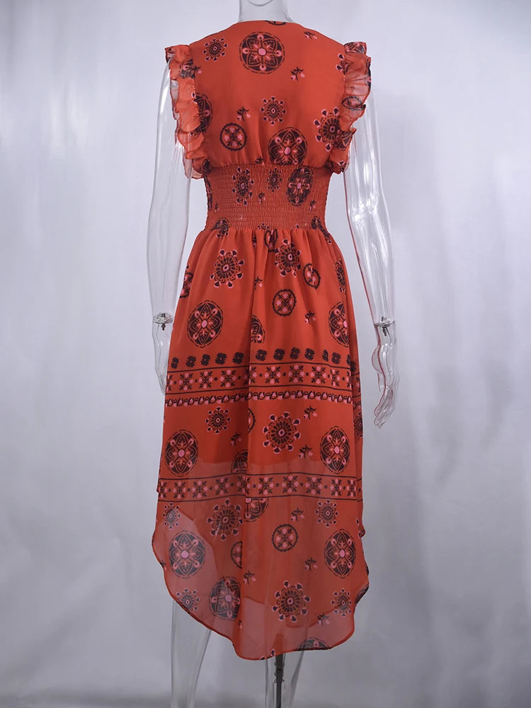 Vintage Pattern Sleeveless Summer Dress