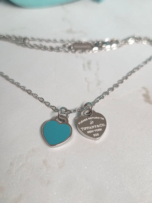 Double Heart Pendant Necklace 18"