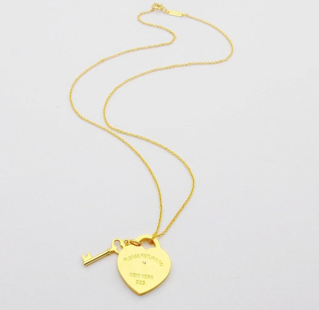 Key Heart Pendant Necklace
