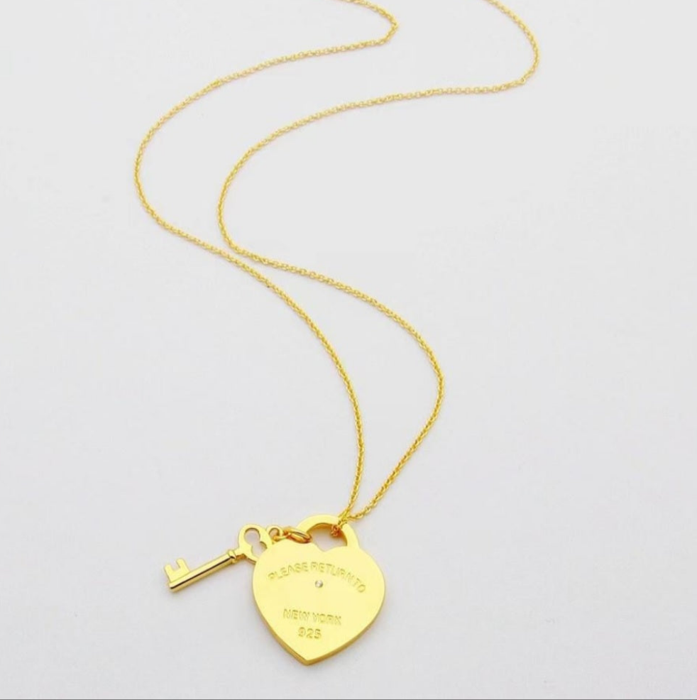 Key Heart Pendant Necklace