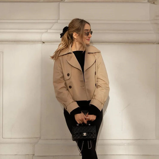 Cropped Double Breasted Chic Coat