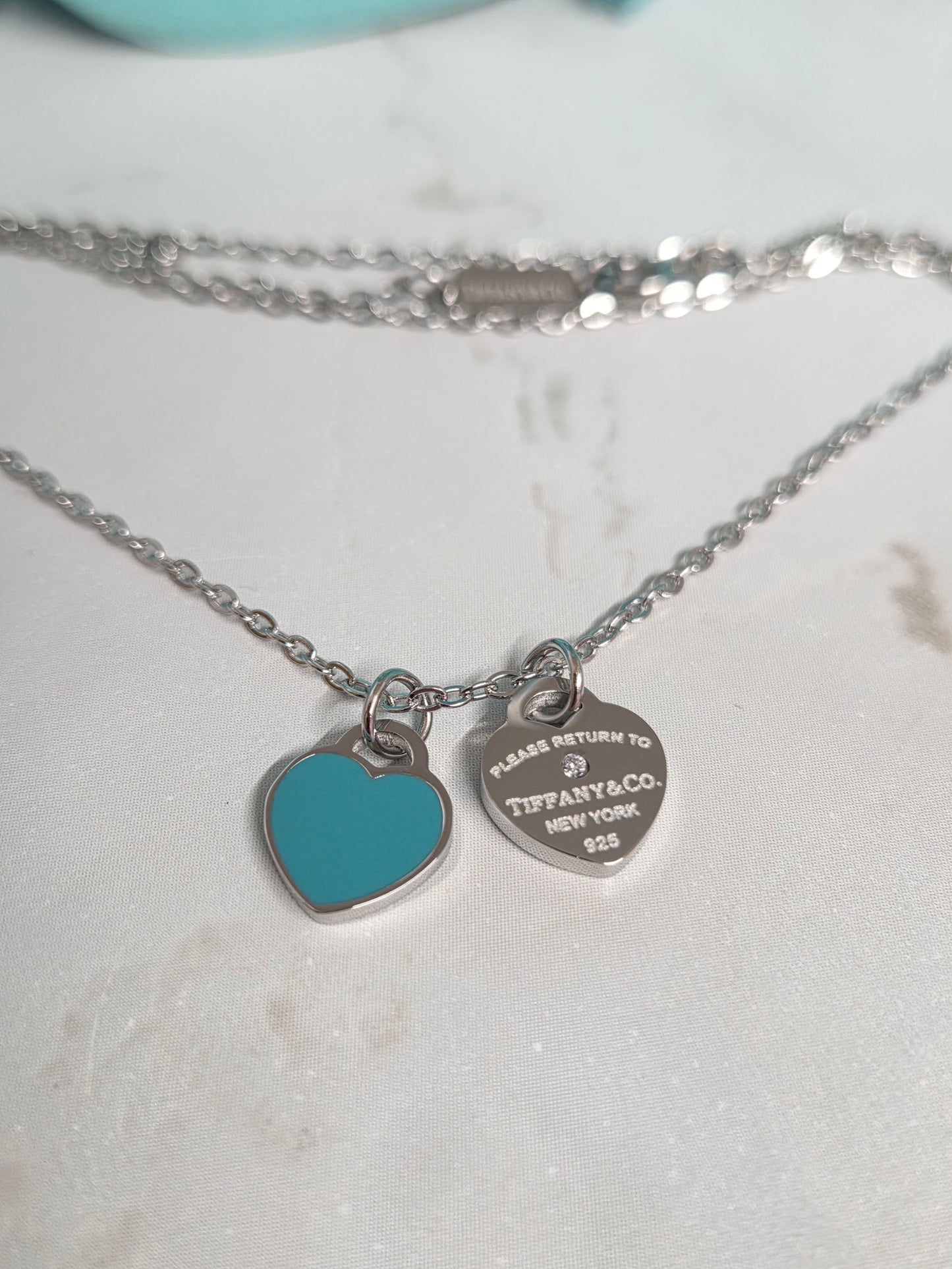 Double Heart Pendant Necklace 18"