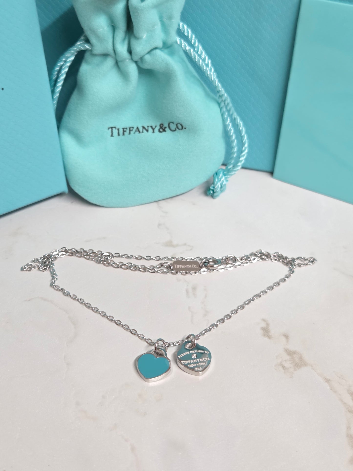Double Heart Pendant Necklace 18"
